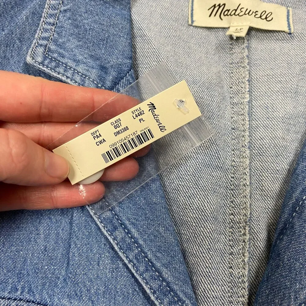 NWT‎ Madewell Petite Denim Coverall Romper Women's Size LP - Picture 11 of 13